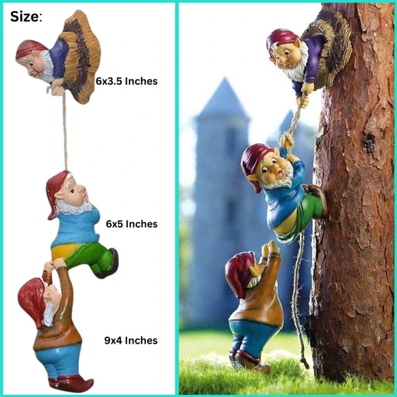 Climbing Gnomes Tree Decor Funny Gnome Garden Statue Art Resin Dwarf Sculpture - Picture 1 of 1